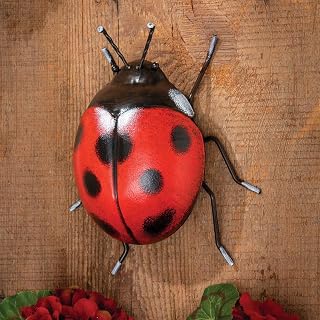 Bits and Pieces - Garden Ladybug - 5-1/2" x 6" - Metal Sculpture - Indoor or Outdoor Decor - Wall Art - Gift for Gardener