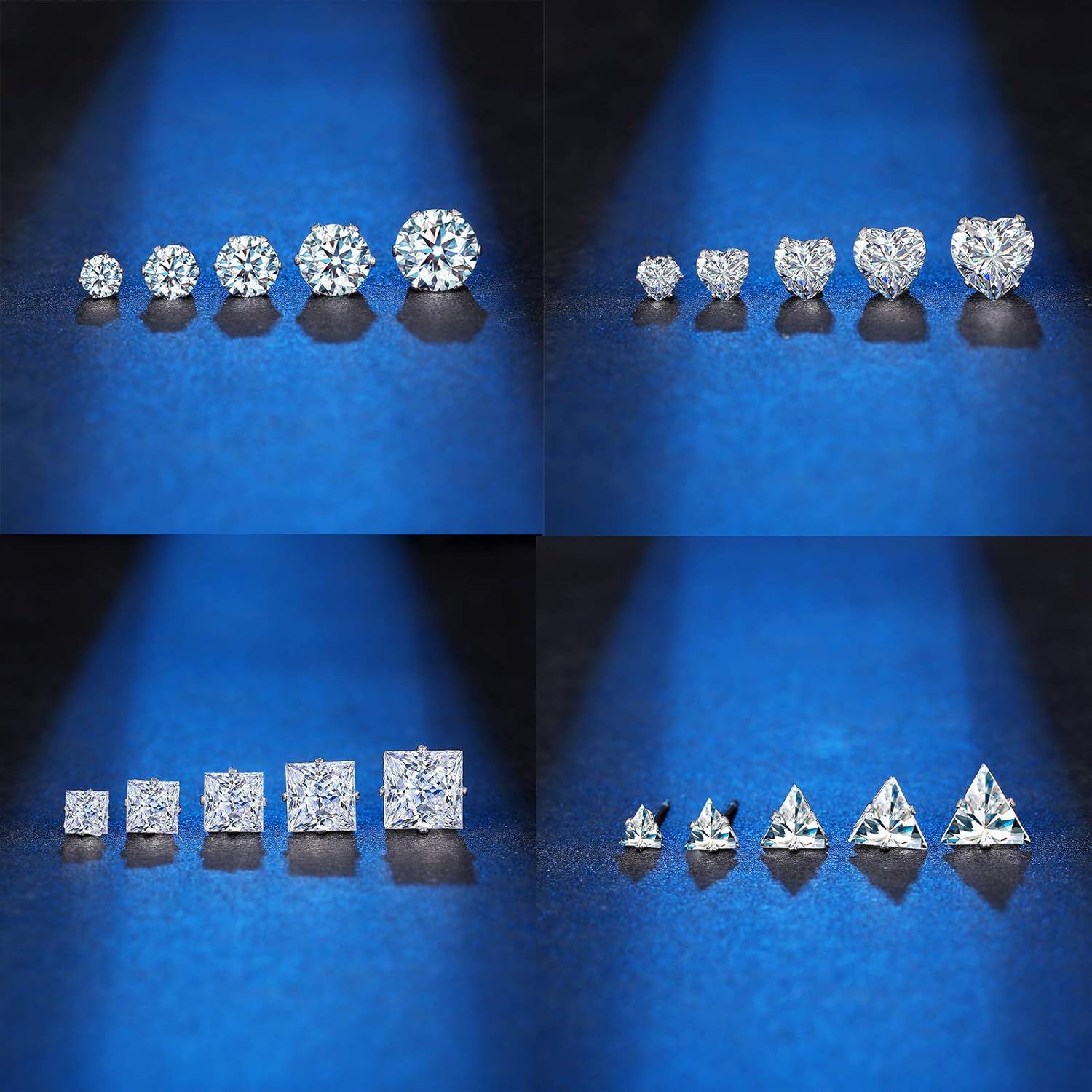Stainless Steel Stud Earrings for Women 25-50 Pairs Mens Surgical Steel Earrings Hypoallergenic Cubic Zirconia Earring 4-8 mm (Silver): Clothing, Shoes & Jewelry