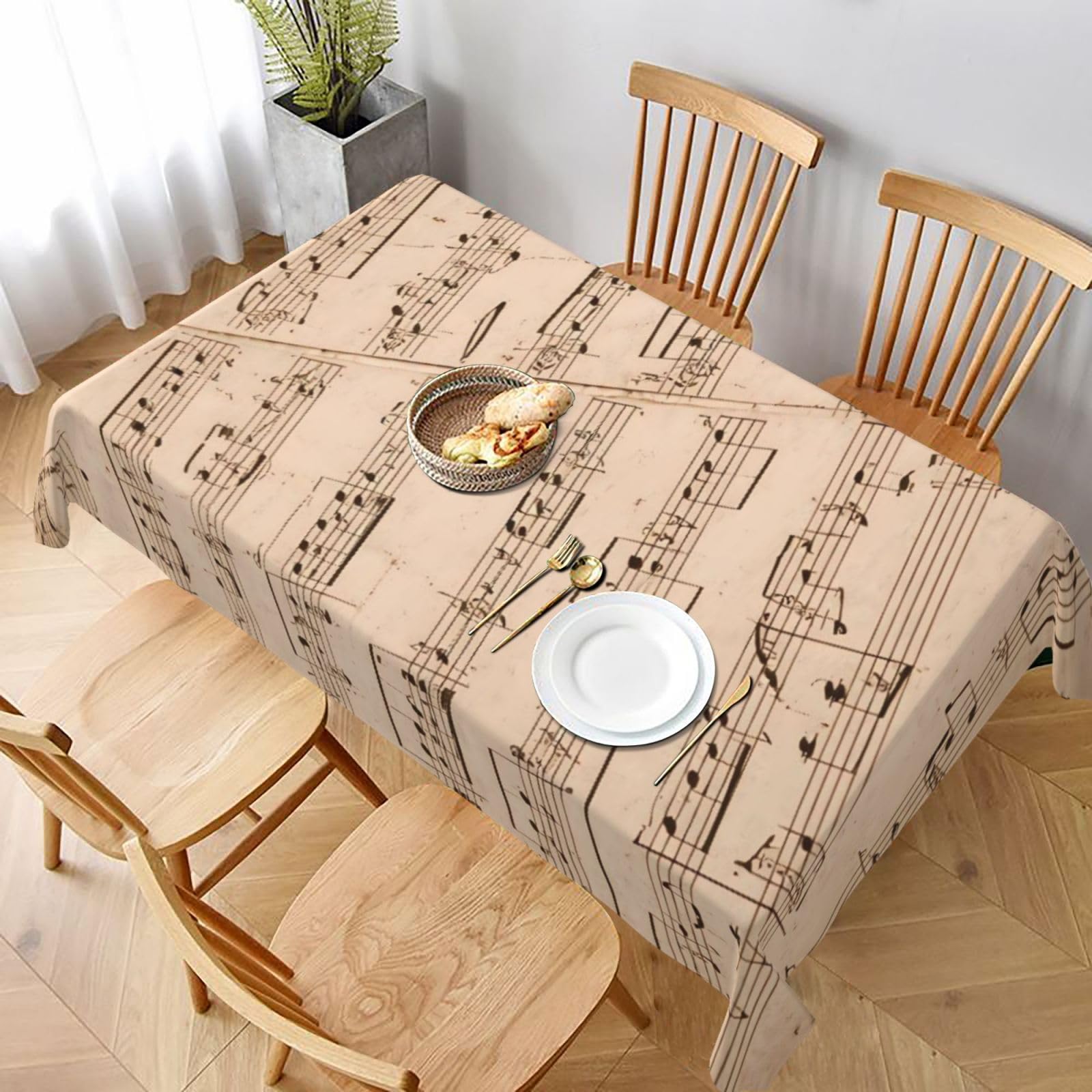 Nappe de table partitions musicales déperlante anti-tache rectangulaire 137x183 cm rectangulaire