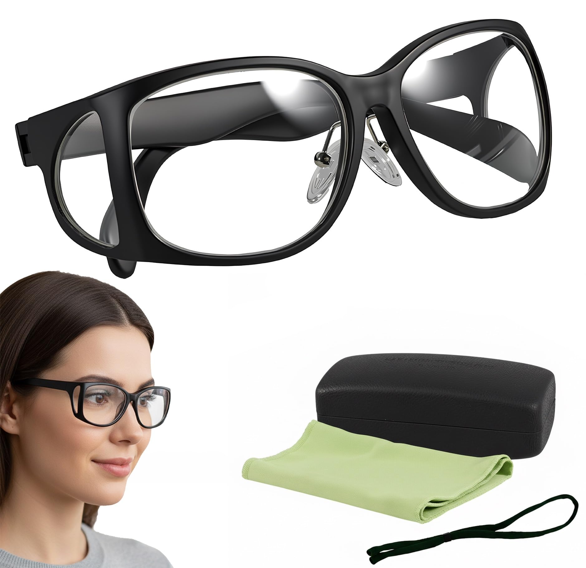 Gafas de protección de plomo de rayos X de 0,75 mmpb, gafas de seguridad ocular con protectores laterales, gafas de asistente dental de laboratorio con estuche de almacenamiento, paño de limpieza