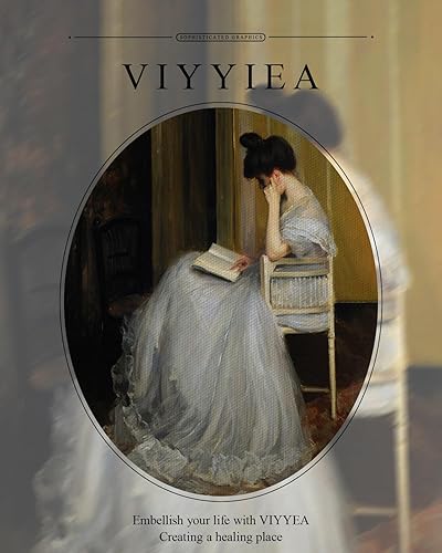 Miniatura 4 de VIYYIEA - Lienzo decorativo de pared con marco dorado, decoración del hogar, imágenes de lectura para dormitorio, baño, retratos, pintura de pared,