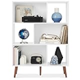 Best Choice Products 3-Tier Mid-Century Modern Wooden Bookcase, 6-Cube Organizer for Nursery, Kids Room, Living Room, w/Removable Back Panels, Pine Legs - White/Brown