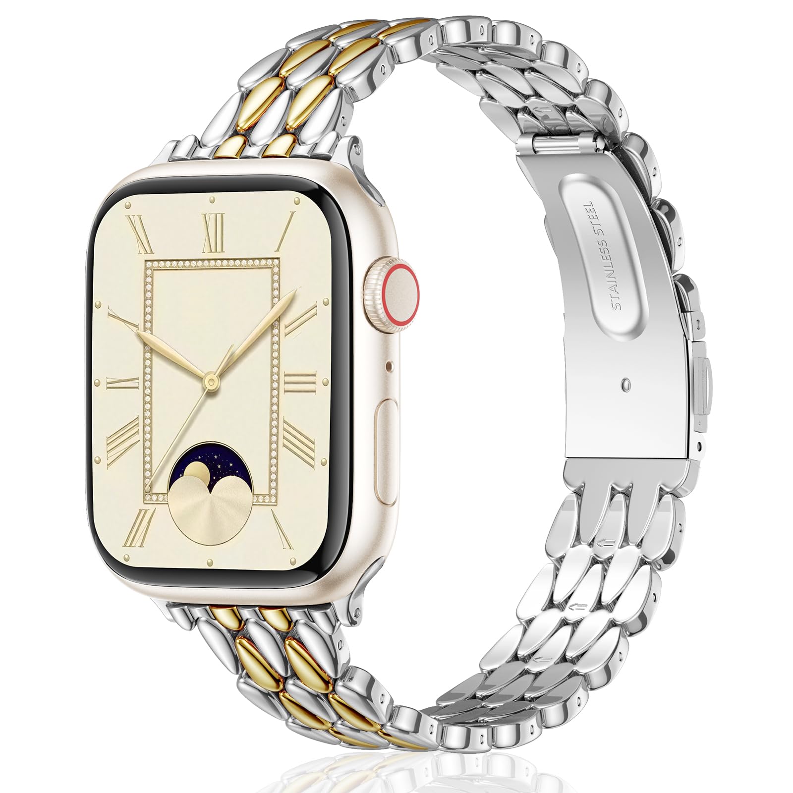 VISOOM Gold Iwatch Bands Compatible With Apple Watch Bands 38/40/41/42/44/45/46mm Women - Thin Metal Dressy Luxury Cute Designer Apple Watch Series 11 10 Se 9 8 7 6 5 4 3 2 1 Bracelet Bands for Women