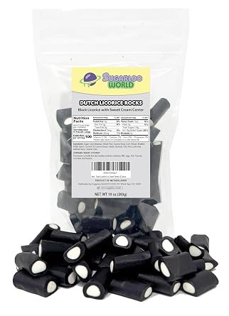 Black Licorice Candy, Filled Licorice with Sweet Creamy Center, 10 Ounce