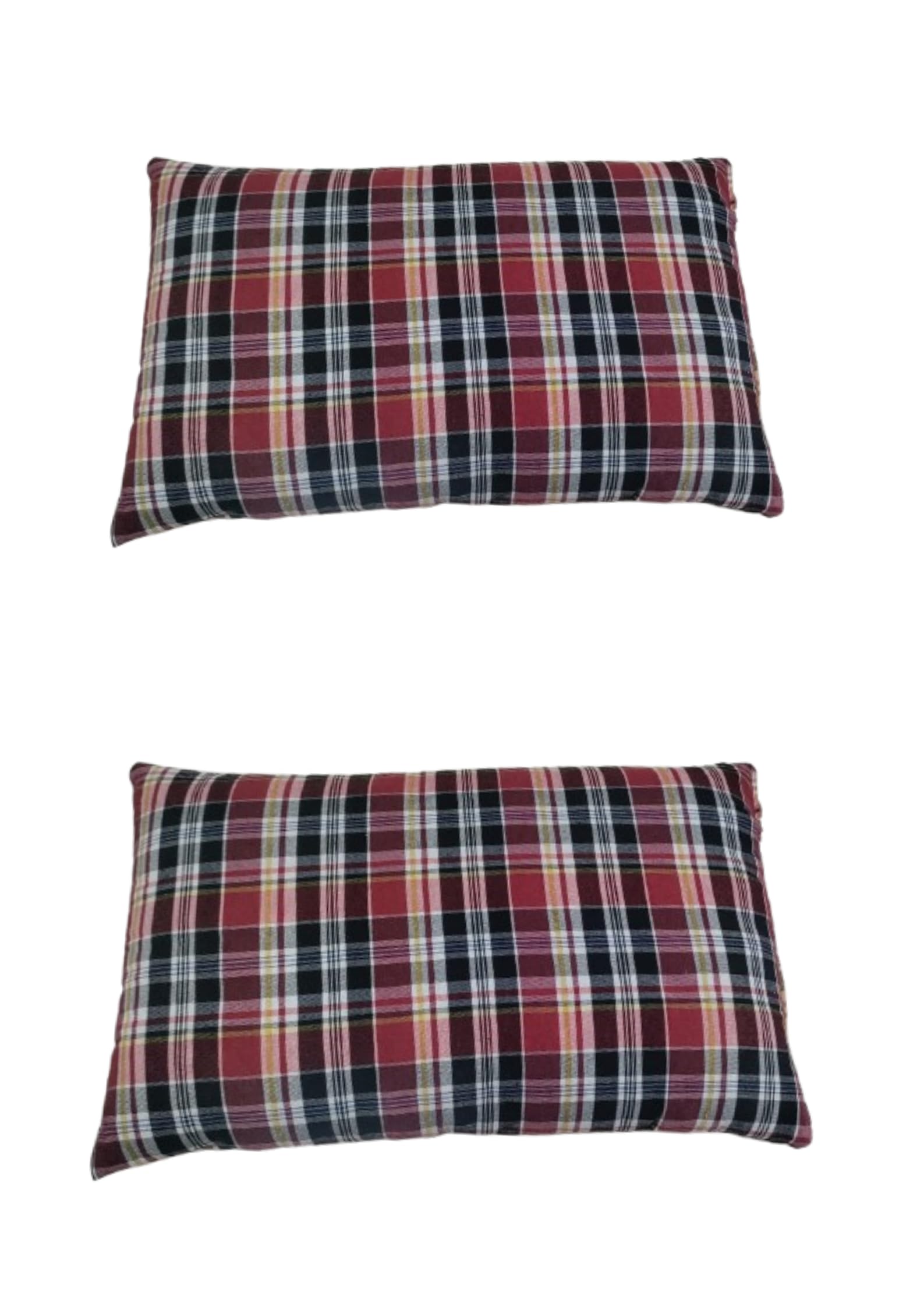 Pillow Cotton Fabric Medium Hard Cotton Bed Pillow for Real Perfect Neck Support (16" x 26") Checkered Multicolour | Perfect for a restful Night's Sleep | Relaxation 2 Pcs-picture-29