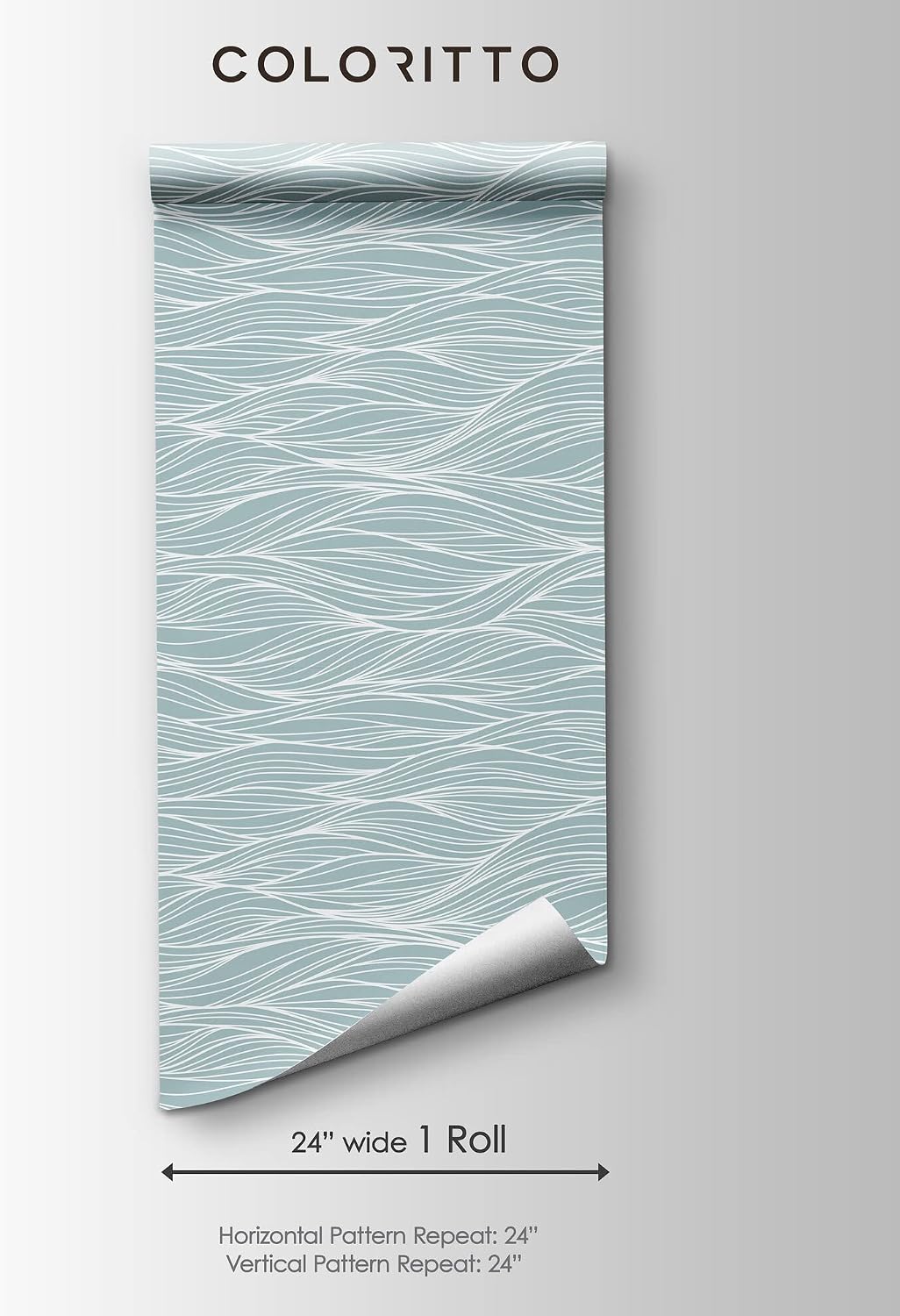 Abstract Ocean Waves Peel and Stick Wallpaper | Removable Blue Mural | Ocean Self Adhesive Peel and Stick Wallpaper (1 roll 24" W x 60" H)