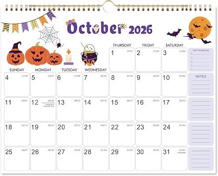 2026 Calendar - 2026 Wall Calendar 12 Month, January 2026 - December 2026, 15" x 11.5", Twin-Wire Binding, Holidays Reminder, Thick Paper, Julian Dates