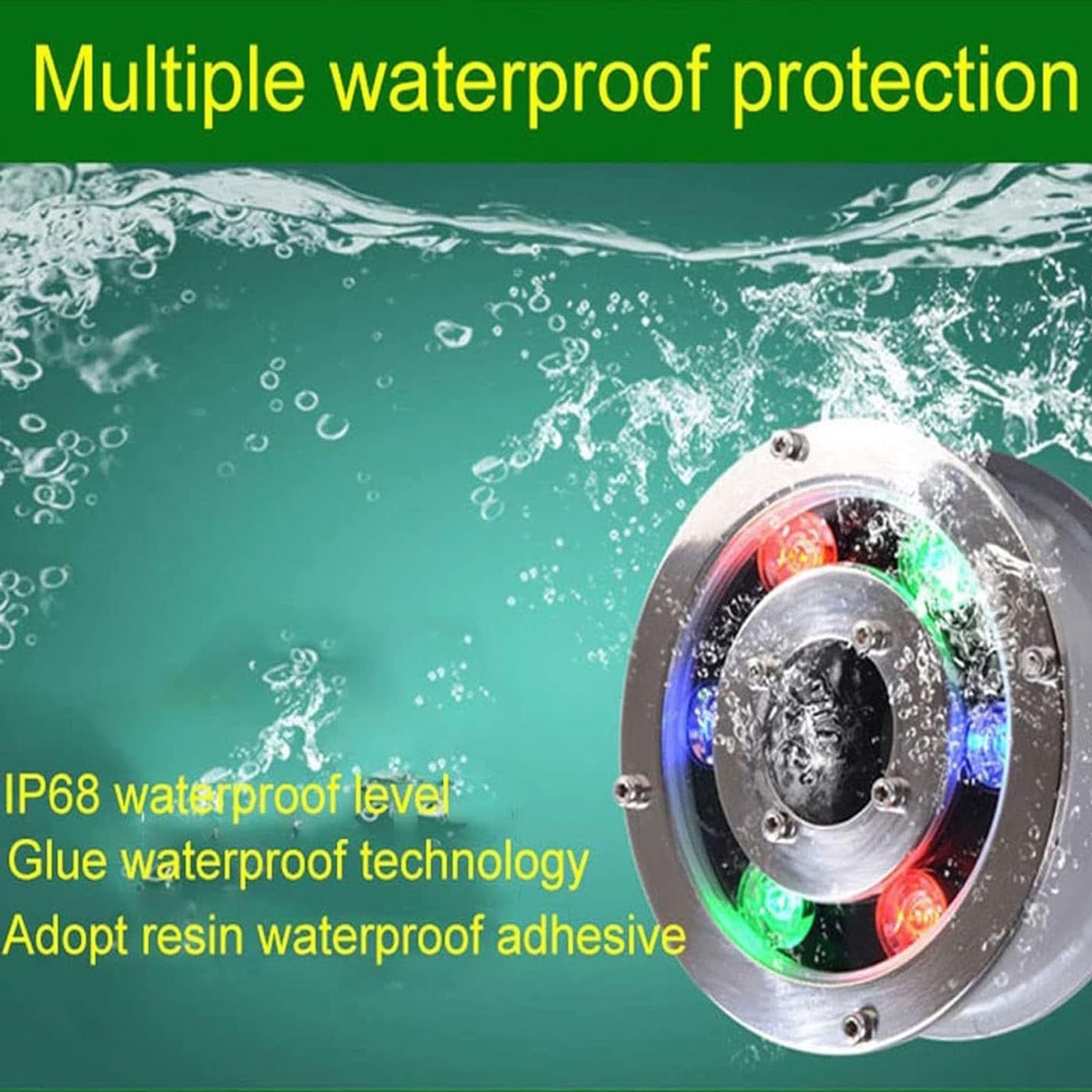 Luce subacquea per stagno 24 W, IP68 impermeabile LED ad anello, faretto a bassa tensione 12 V/24 V per piscina, giardino e acqua