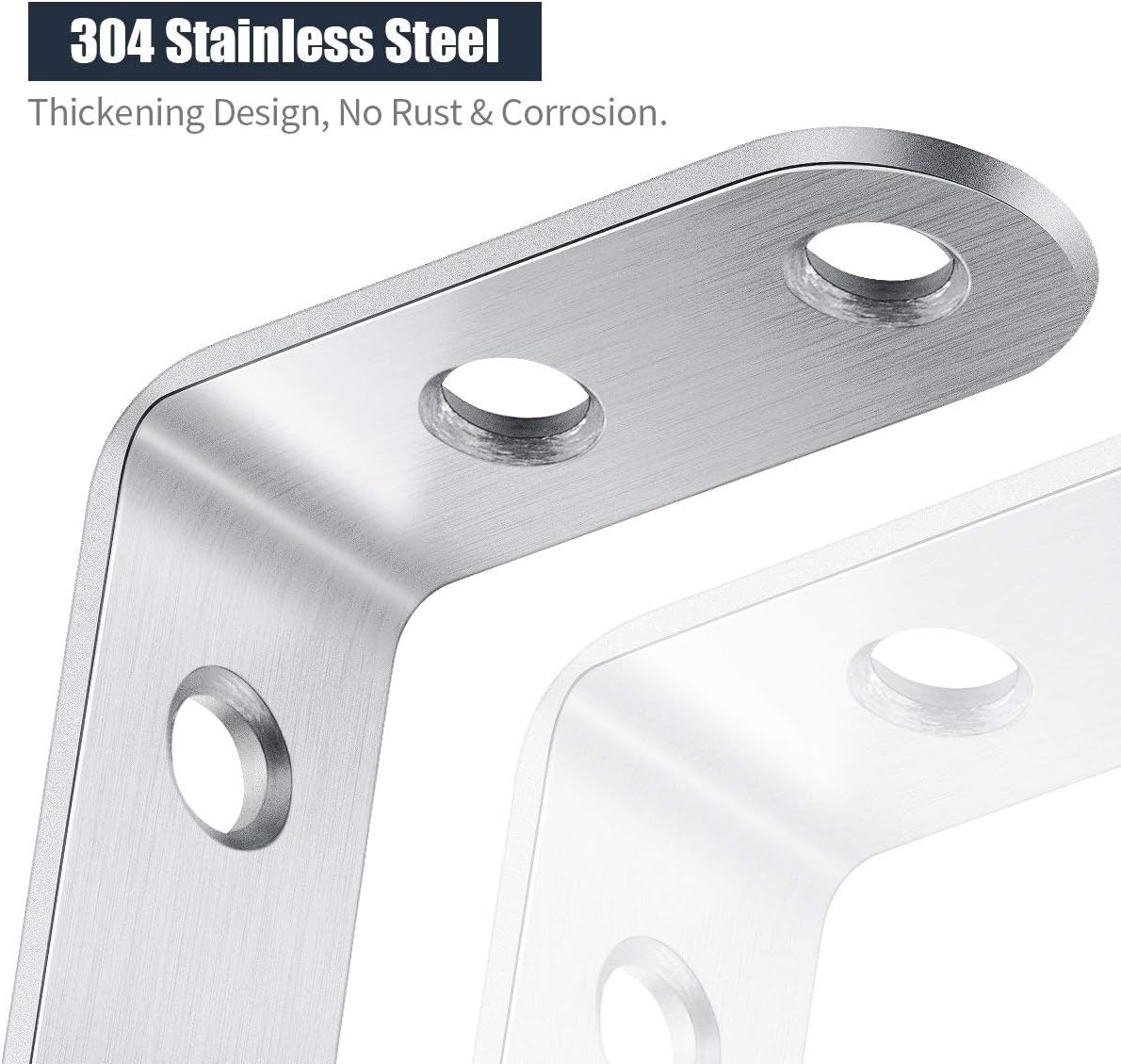 Flash Sale 30 pcs L Bracket 40mm X 40mm, Abuff Corner Brace Stainless Steel Angle Bracket Heavy Duty 90 Degree Right Angled Braces,120 Pieces Screws Included