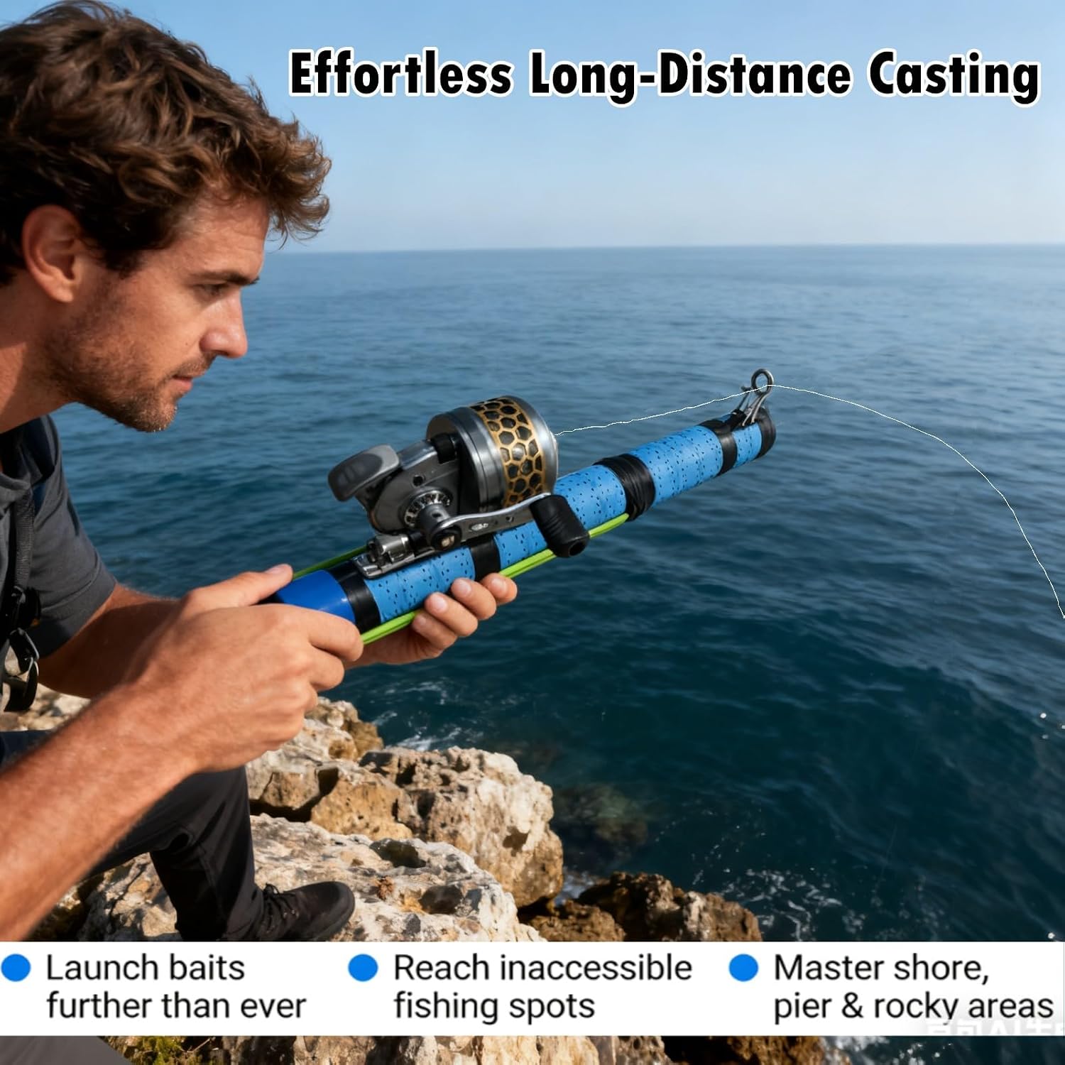 Fishing Catapult Rod, 2026 Upgrade Fly Fishing Rod, Compact Lure Launcher Rod for Saltwater & Freshwater Great Gear for Outdoor Anglers Travel