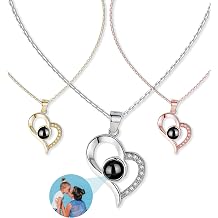 Necklace with Picture Inside - Personalized Picture Necklace, Projection Necklace with Photo Inside, Mothers Day Gift for Mom, Wife, Memorial, Birthday, Anniversary