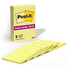 Post-it Super Sticky Notes 4x6 in 5 Pads 2X The Sticking Power Canary Yellow Recyclable