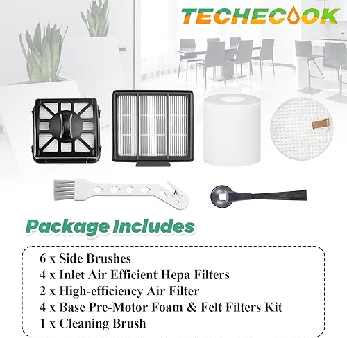 Miniatura 7 de Accesorios para aspiradora Shark IQ de repuesto para Shark Robot R101AE (RV1001AE), R101 (RV1001) por Techecook – 4 filtros Hepa, 6 cepillos