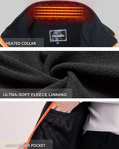 Miniatura 5 de CONQUECO Chaleco calefactable, chaleco térmico ligero para mujer con batería