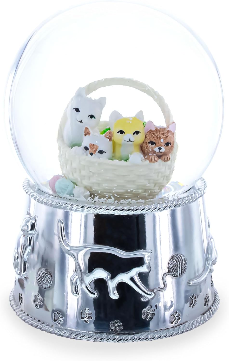 Kittens in a Basket Glass Water Snow Globe