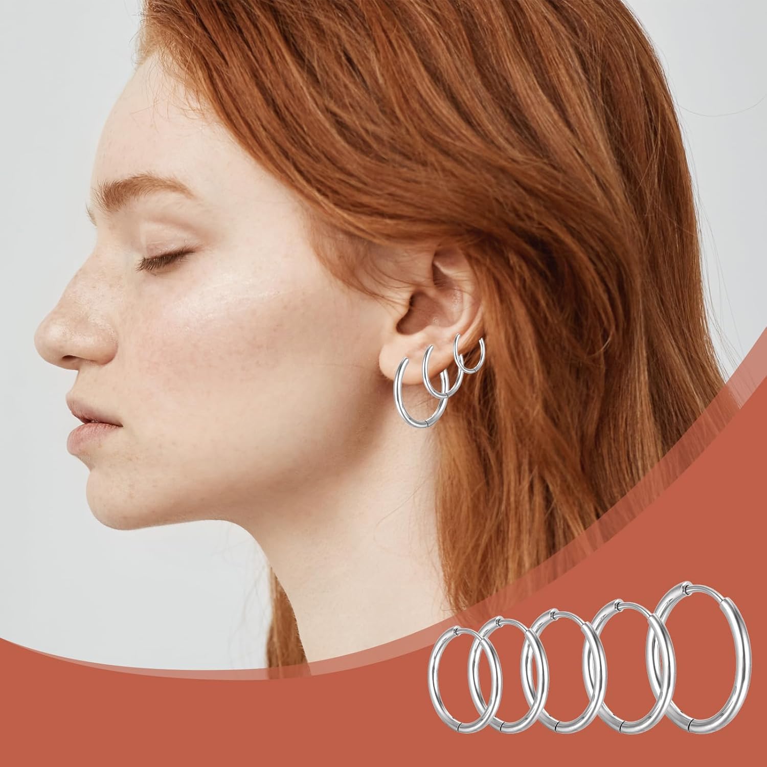 7 Pairs Stainless Steel Hoop Earrings for Women Men, Silver Small Stainless Steel Huggie Hoop Earrings Piercings Cartilage 8, 10, 12,14, 16, 18, 20 mm - Image 4