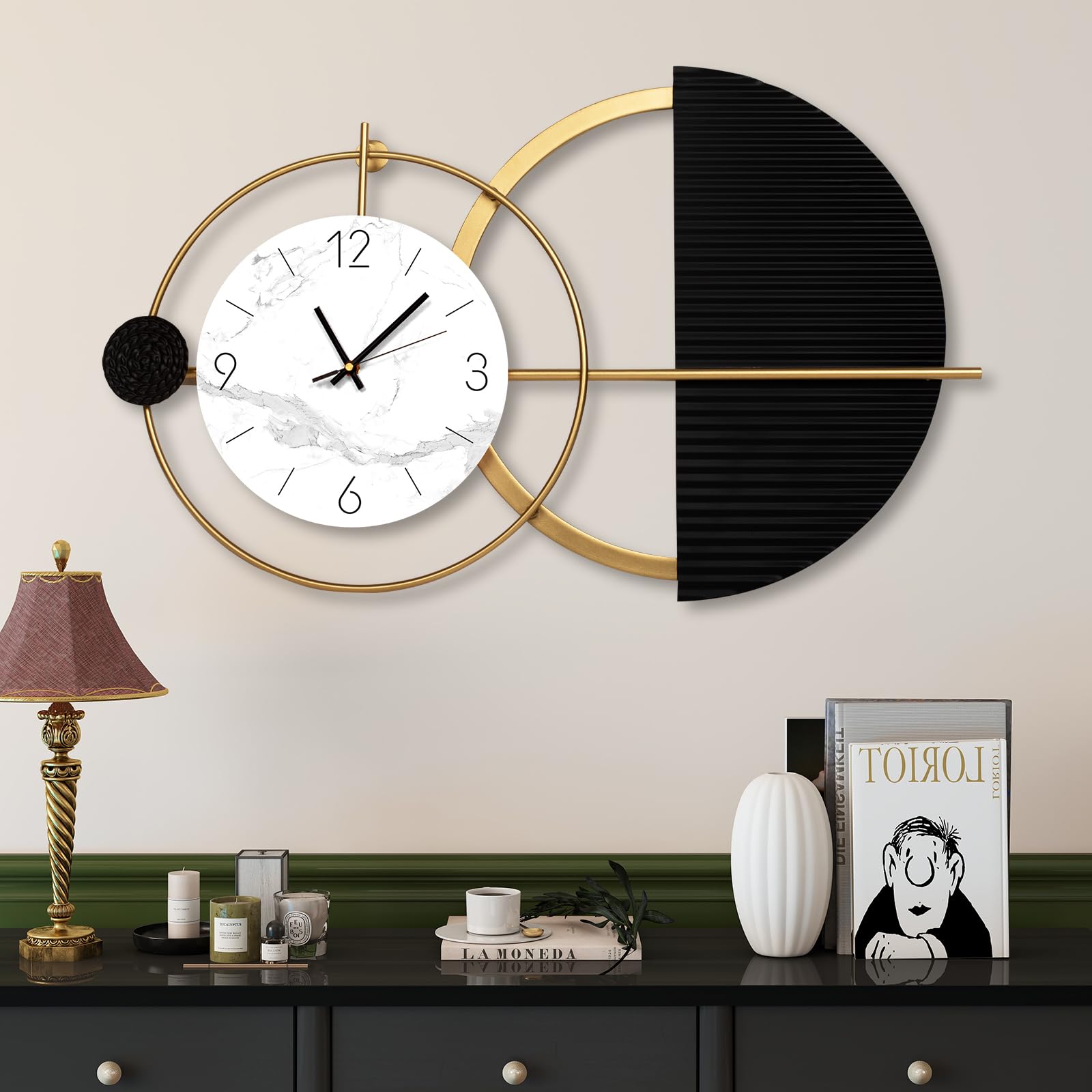 Relojes de pared modernos grandes de 29 x 18 pulgadas para decoración de sala de estar, reloj de pared único silencioso sin tictac