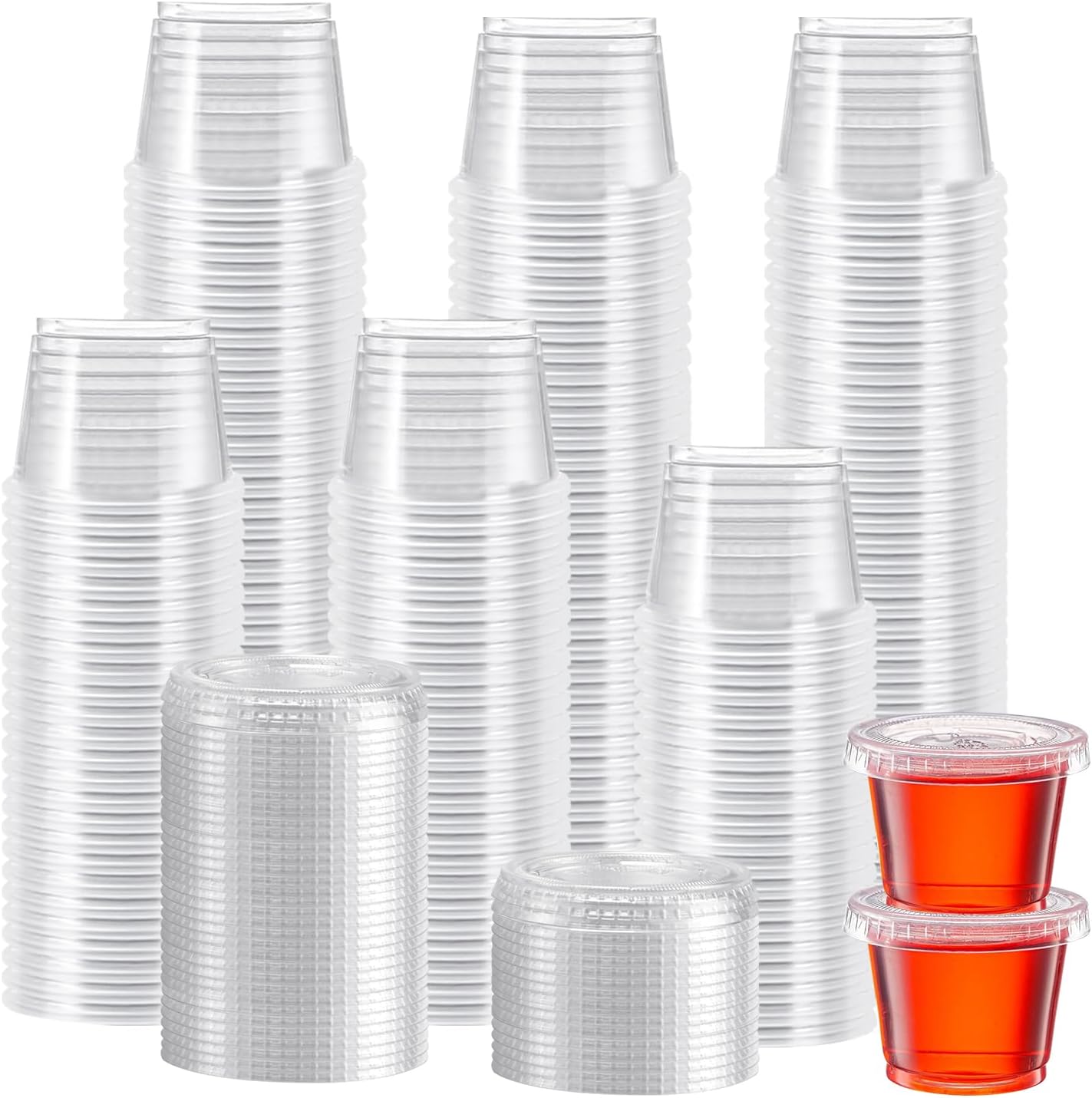Lamosi 500 Set 1 oz Jello Shot Cups with Lids, Small Plastic Condiment Cups