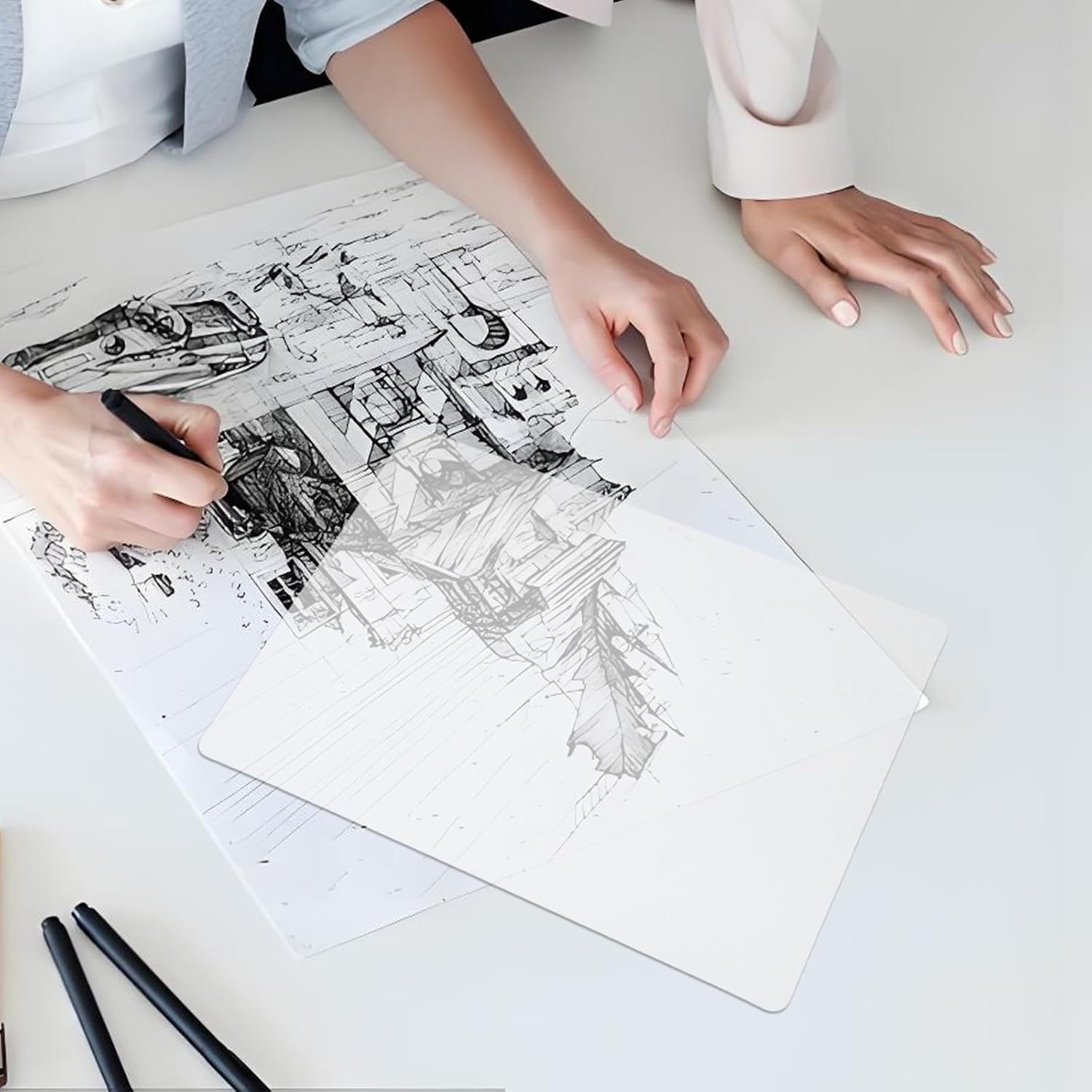 3pcs Non-Slip Writing Mat Plastic Pad with Rounded Corners Lightweight Sketch Board Convenient for Writing on Thin Paper for School and Office Use