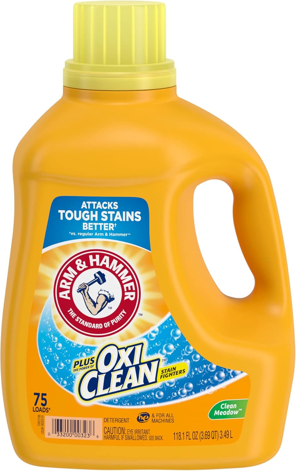 Arm & Hammer Plus OxiClean Clean Meadow, 75 Loads Liquid Laundry Detergent, 118.1 Fl oz : Health & Household