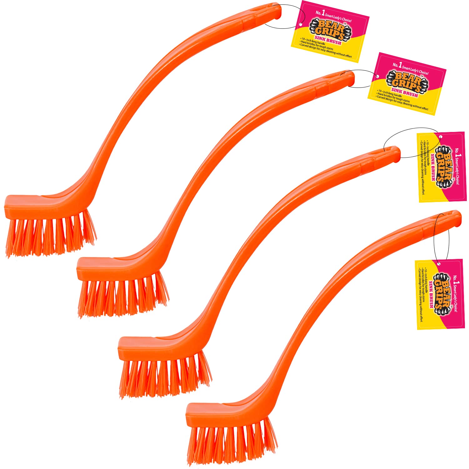 BEAR GRIPS Sink wash Basin Hard Bristle Brush for Bathroom and Kitchen Cleaning - Pack of 4… (B09PND7KCX) Amazon Price History, Amazon Price Tracker