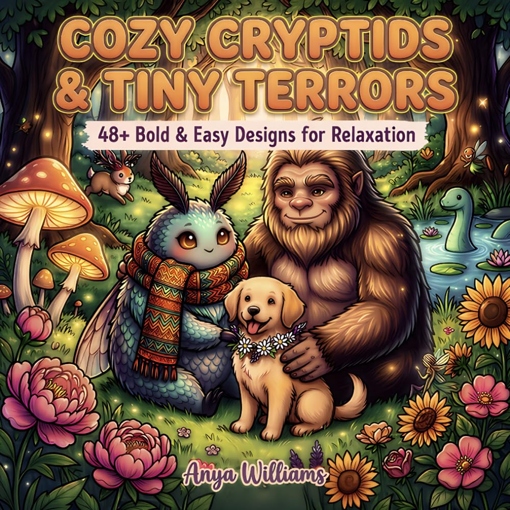COZY CRYPTIDS &TINY TERRORS: 48+ Bold & Easy Designs For Relaxation
