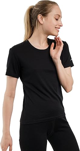 Merino.tech Camisa de lana merino para mujer - 100% lana merino capa base mujer camiseta de manga corta
