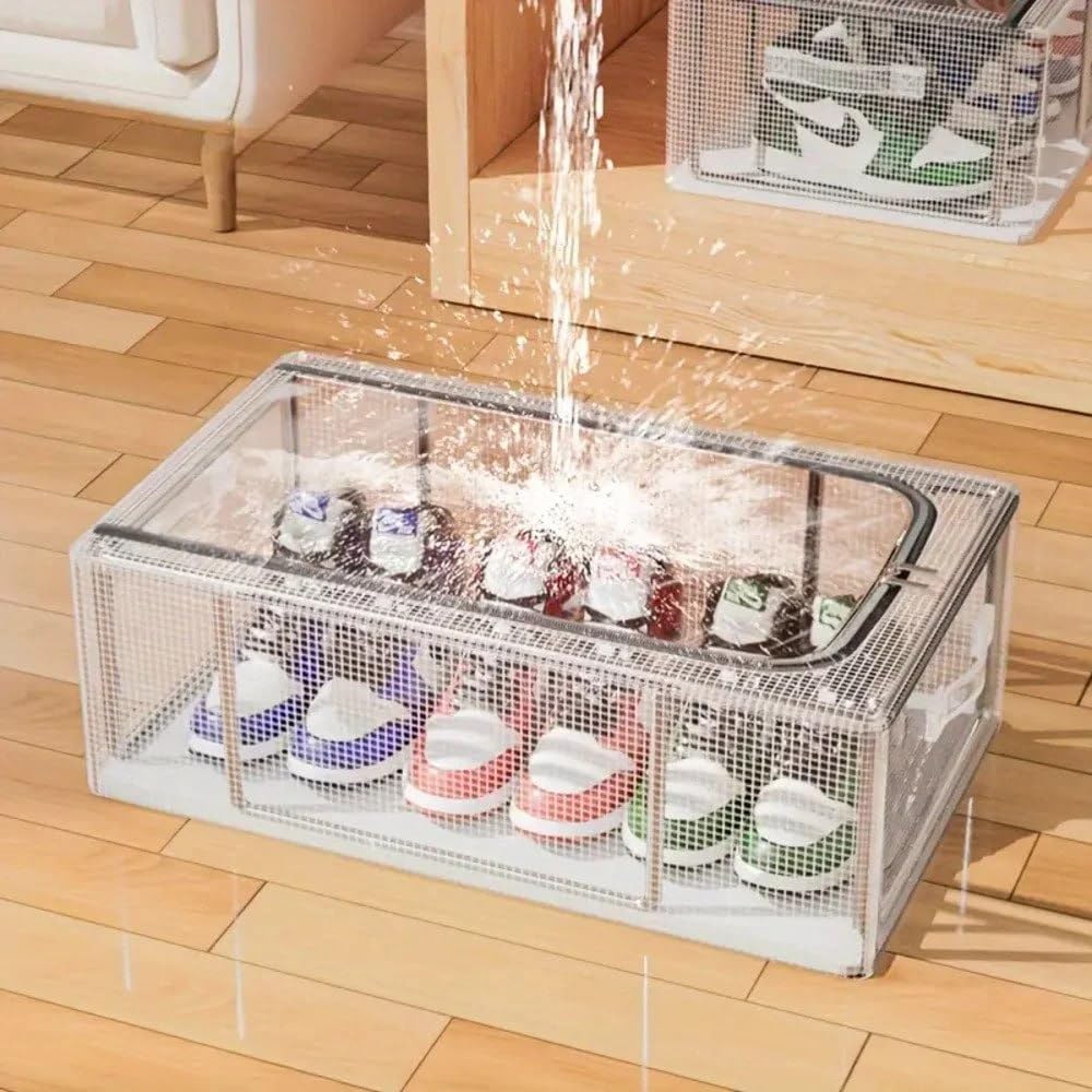 Organiser For Home || Transparent Lid Fits Under Bed || Shoe Storage || Cloth Organiser For Wardrobe || Sneaker Holder Container (SHOES CLOTHS STORAGE BAG 17 LITRE (39.5 * 29 * 15 CM) 1 count)-image-22