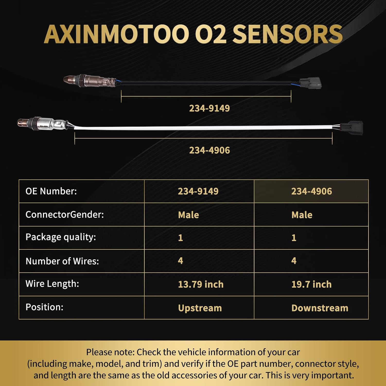 Oxygen O2 Sensor 234-9149 234-4906 Upstream Downstream Replacement for Nissan Rogue SL S SV 2014 2015 2016 2017 2018 2019, Special Edition 2019, Advance Exclusive Sense 2014 L4 2.5L 2PCS