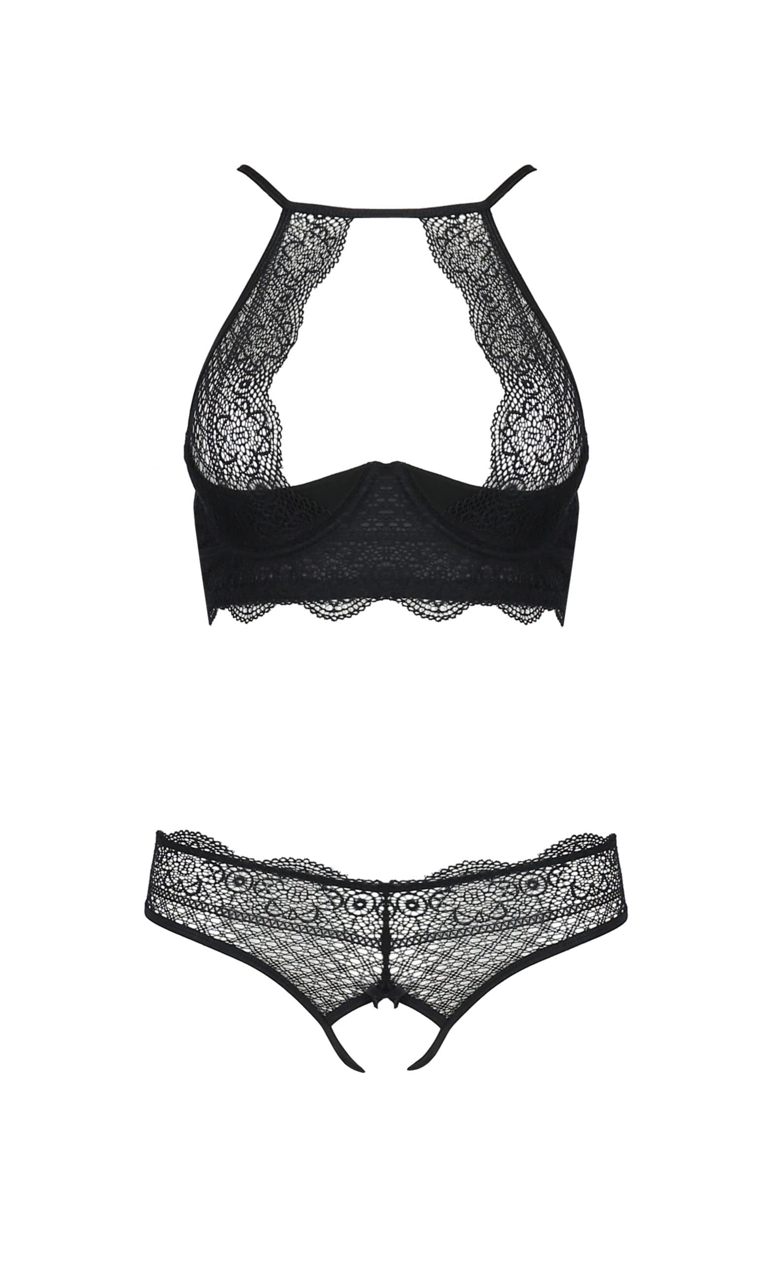 Selente Luxury Love verführerisches 4-teiliges Damen Dessous-Set aus BH, Strapsgürtel, Tanga & Satin-Augenbinde, Made in EU