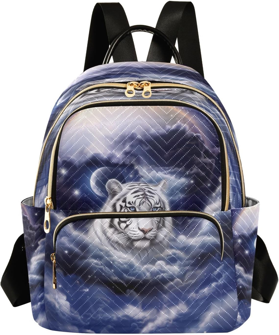 ALAZA Cute Tiger Moon Purple Night Small Backpack Purse for Women Travel Bag Lightweight Shoulder Bag Fashion Daypack