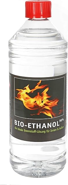 1L Bio Ethanol 96% Fuel Fireplace Alcohol for Wall Fireplace Residue-free Odourless