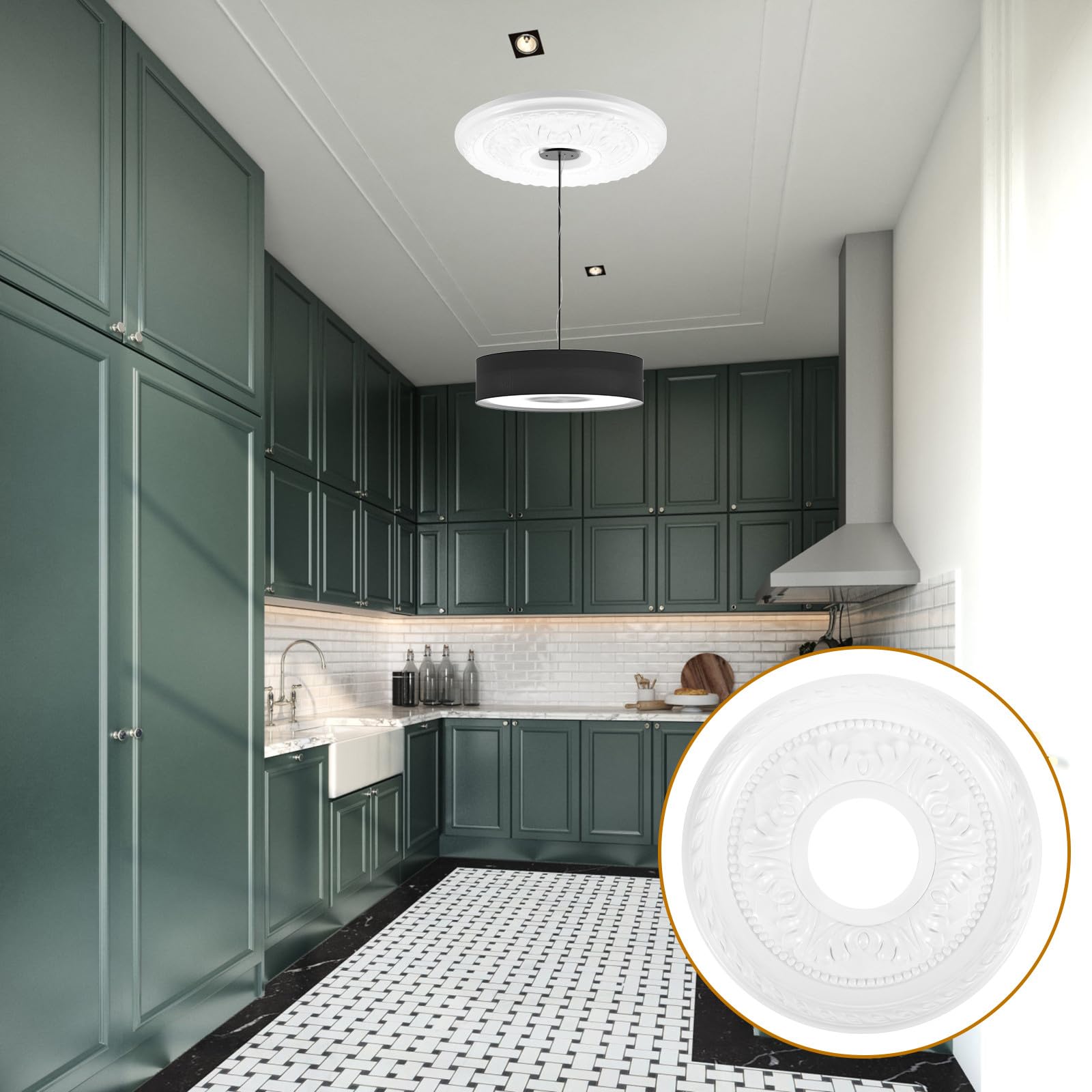 Homoyoyo Medaglione da Soffitto Decorazione Elegante per Base Lampadario in Pu Bianco Resistente e Multiuso per Ambiente Domestico e Commerciale