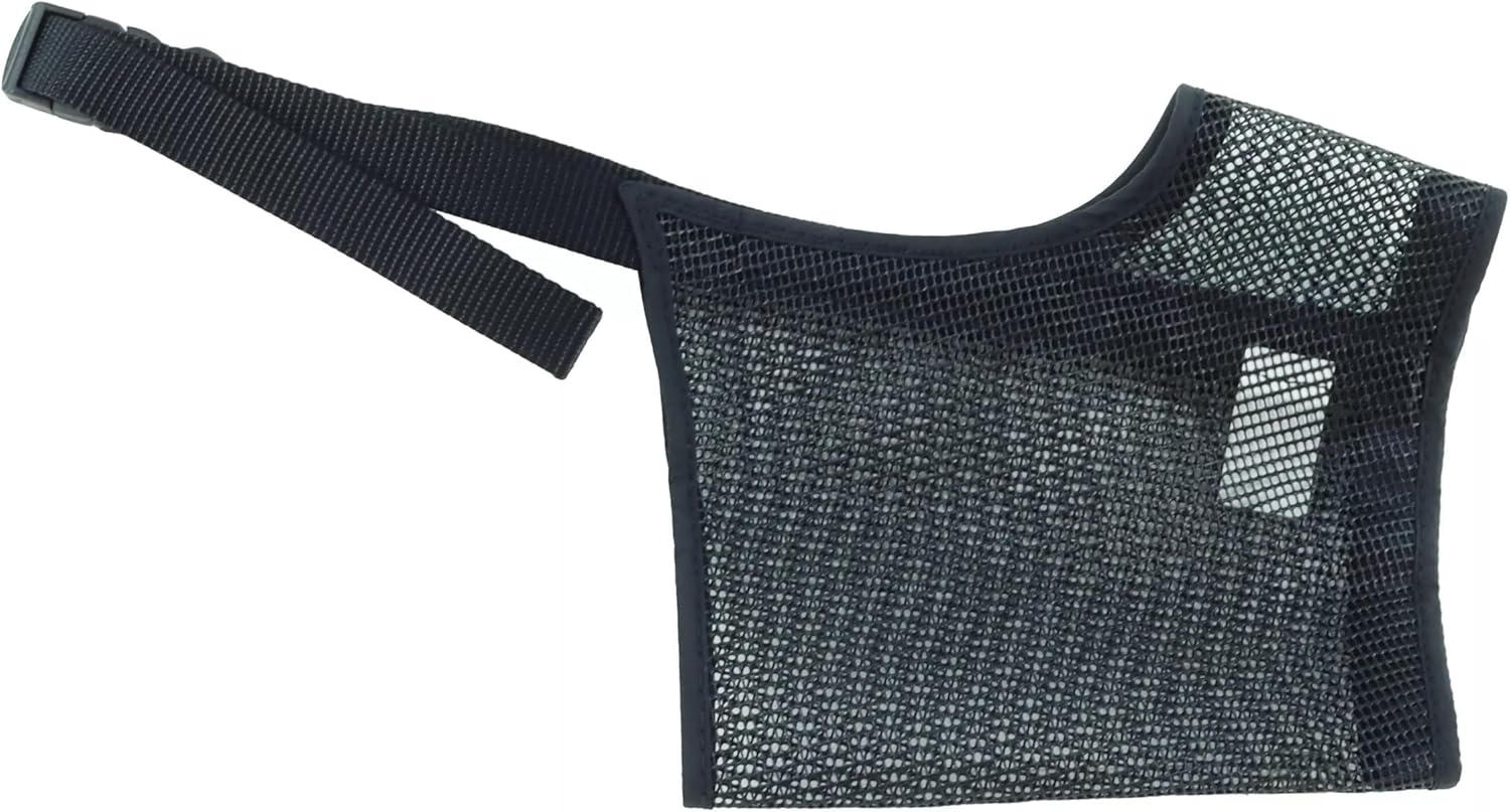 Coastal Pet Best Fit Adjustable Mesh Dog Muzzle - Soft Muzzle for Grooming Dogs with Open Front Design - Gentle, Durable Mesh for Temporary Muzzling - Black, 3"