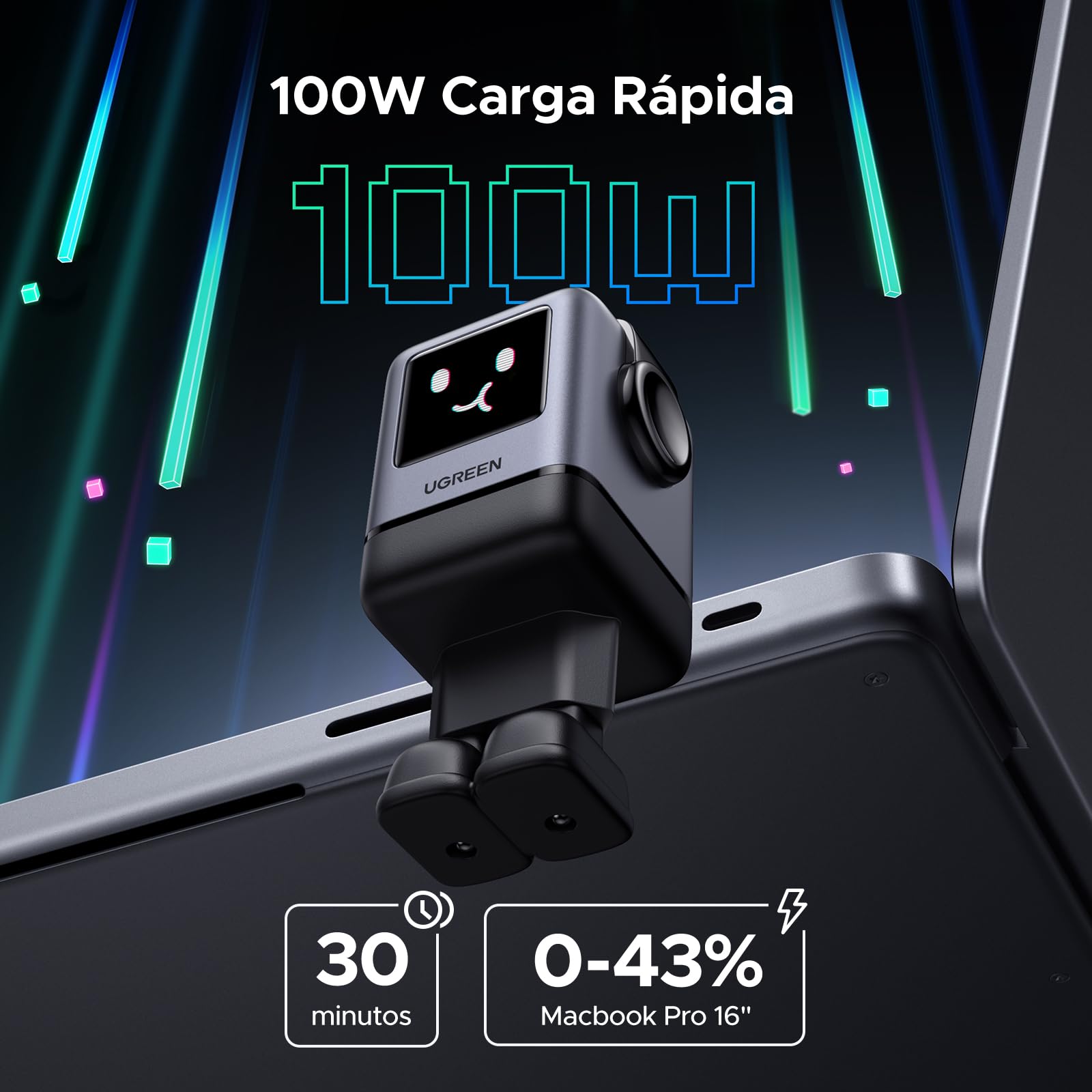 UGREEN Uno Cargador USB C GAN de 100W, Adaptador de Corriente de 4 Puertos Carga Rápida Compatible con MacBook Pro, iPhone 16 Plus, Galaxy S24/S23, Pixel 8, Steam Deck, ROG Ally, etc.