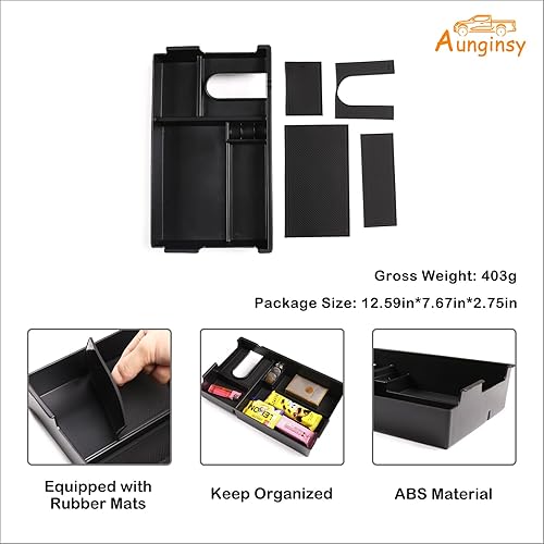 Vista 7 de Caja de almacenamiento para reposabrazos de automóvil, compatible con Toyota Tundra 2007-2021/Sequoia 2008-2020, bandeja organizadora de consola