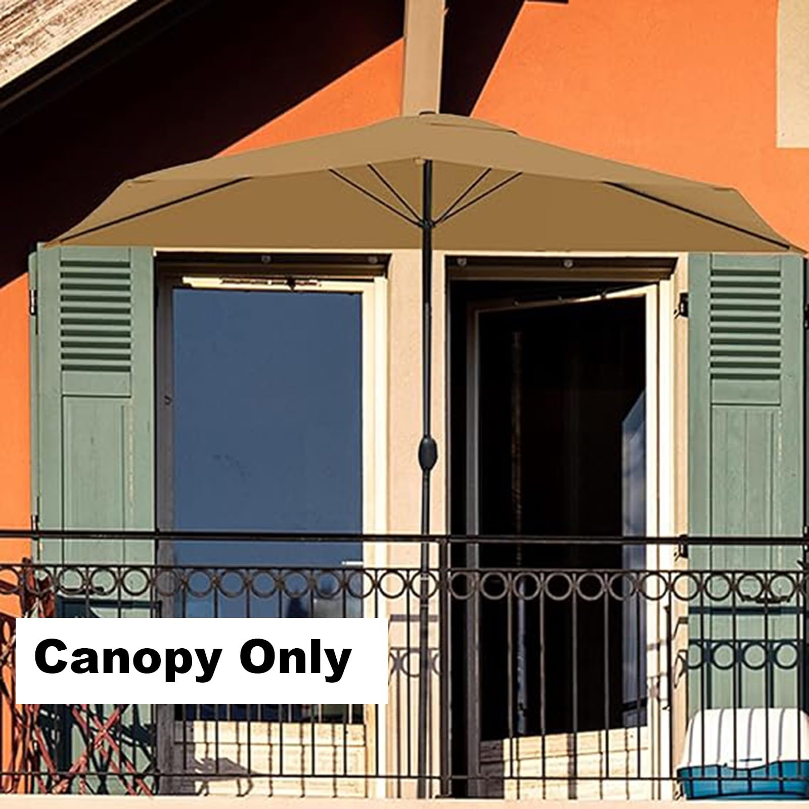 Telo Di Ricambio Per Ombrellone Mezzaluna 270cm 5 Braccia, Impermeabile Copertura Per Ombrellone In Tessuto Di Ricambio, Baldacchino Di Ricambio Ombrellone Giardino Patio Balcone Spiaggia(Beige)