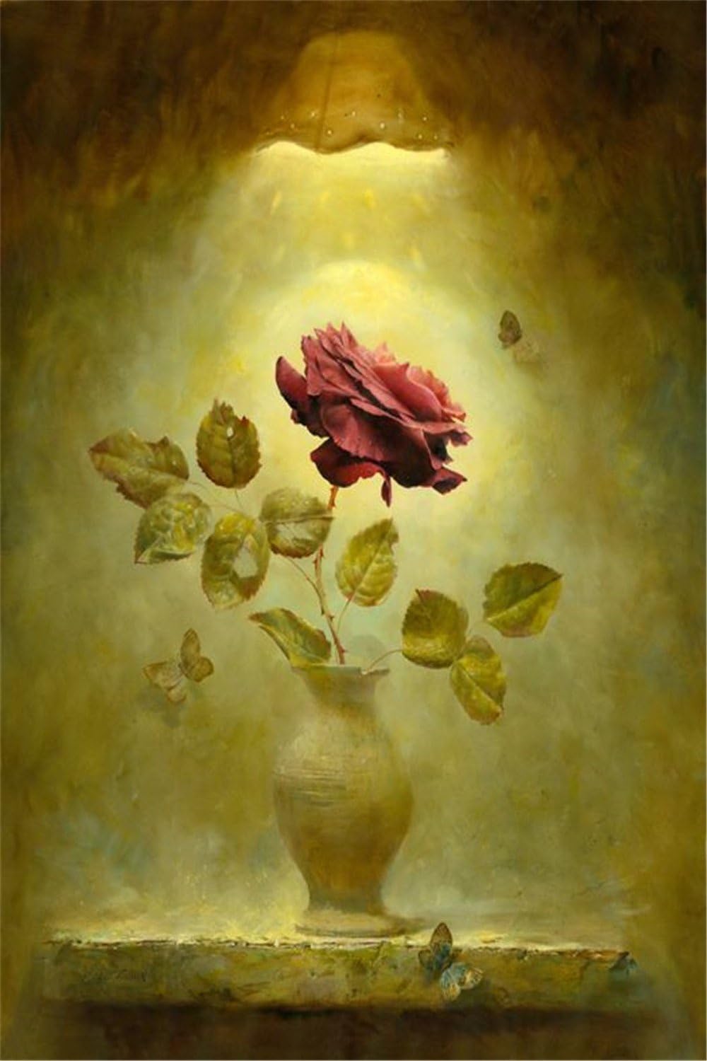 Jigsaw Puzzles Wooden for Adults 1000 Piece Dark Bordeau Red Rose Dream