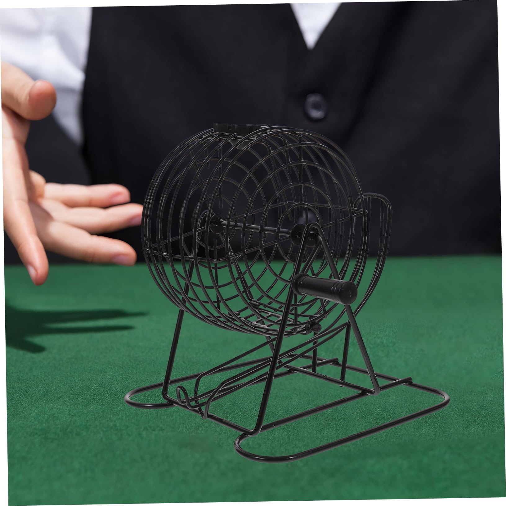 HEMOTON Jeu de Société Bingo Cage Métallique en Fer Noir, Jeu de Loterie Amusant et Captivant pour Maison ou Bar, Jouet Interactif pour Soirées en Famille