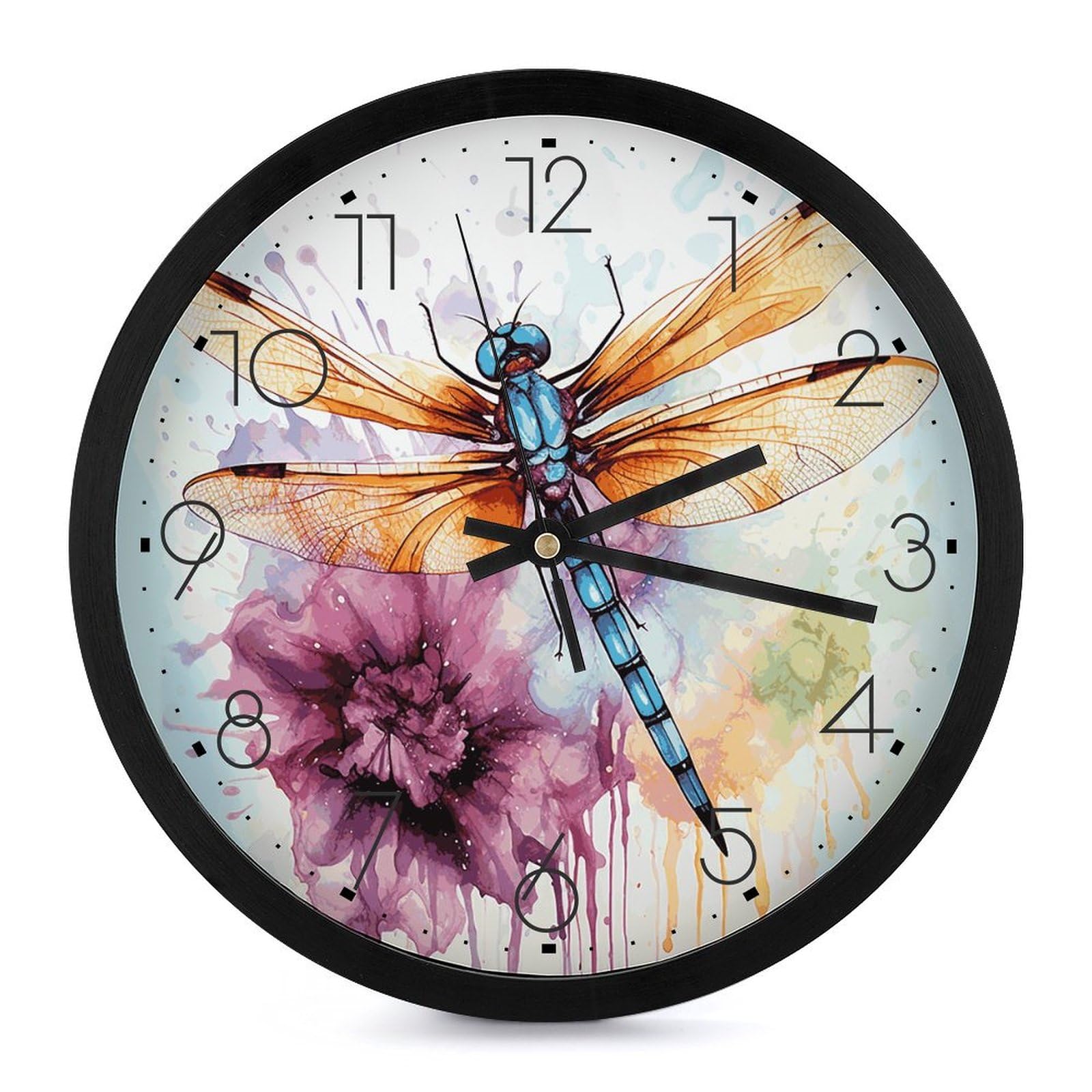 Horloge murale numérique grande pendule à piles motif libellule