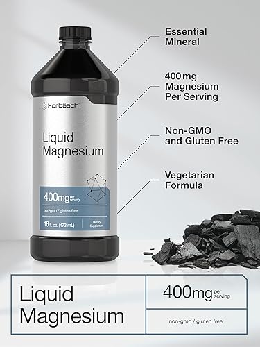 Miniatura 4 de Horbäach Magnesio líquido 400 mg  16 oz  Suplemento vegetariano, sin OMG y sin gluten