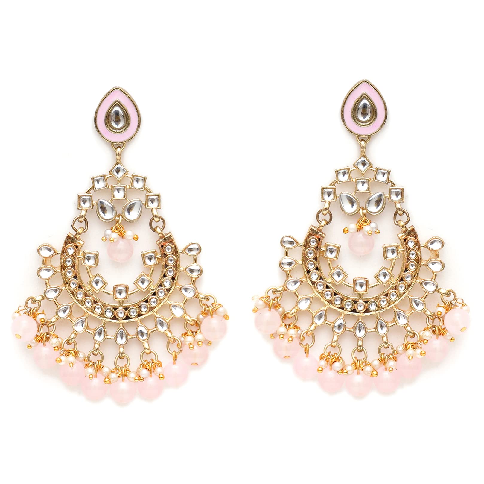 Karatcart Gold Plated Pink Beads Kundan Chandbali Earrings for Women (B0BFQPY2HS) Amazon Price History, Amazon Price Tracker