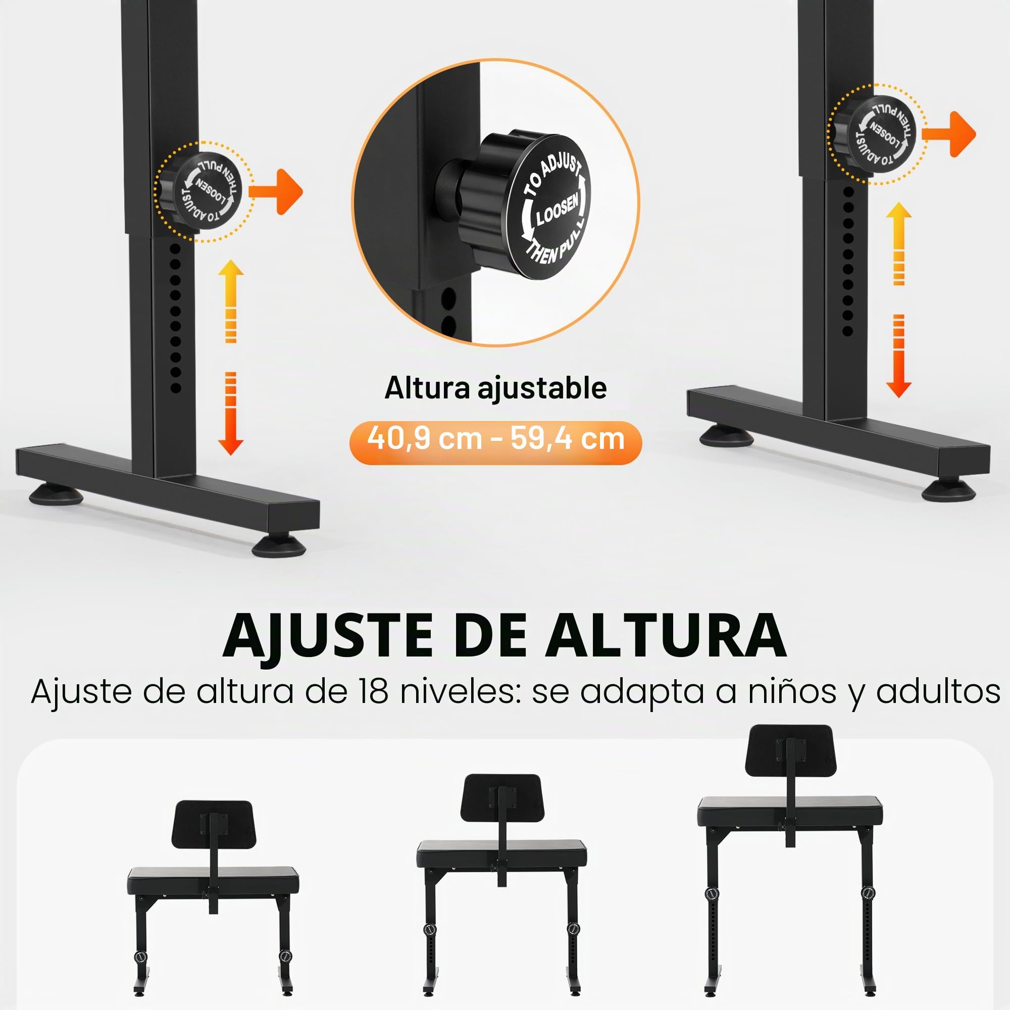 CAHAYA Banco de Piano Plegable y Ajustable – Taburete para Teclado hasta 200 kg, Altura y Respaldo Regulables para Niños y Adultos, Estudio, Clases y Actuaciones