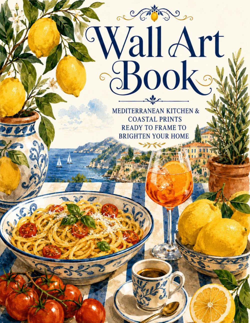 Instant Wall Art Book: Mediterranean Kitchen and Coastal Prints Ready To Frame to Brighten your Home