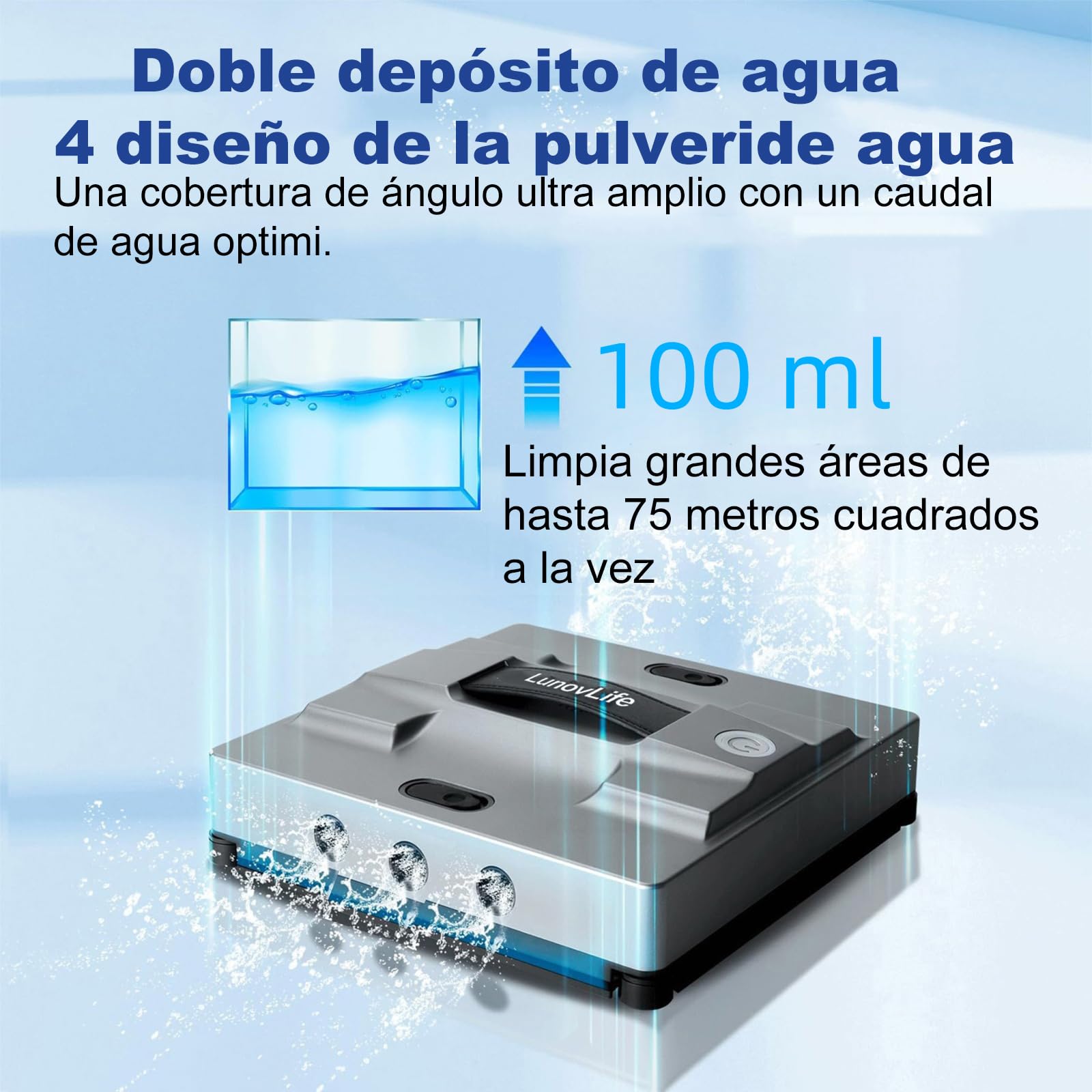 Robot Limpiacristales Automático Cuadrado 5600Pa 6 Spray, Limpia Cristales Eléctrico Ventanas Esquinas, Mando y App, Limpia Vidrios Azulejos Mamparas (M83)