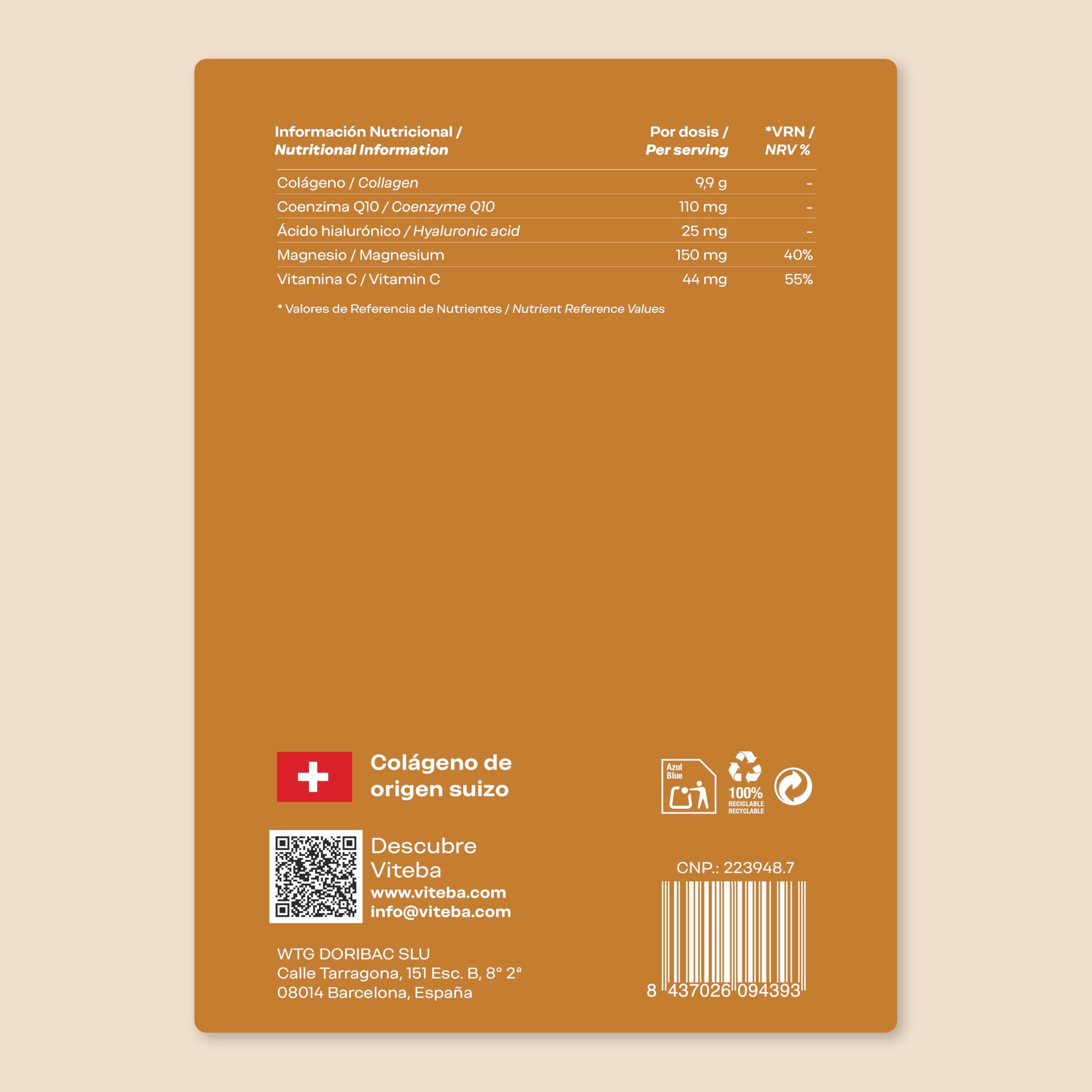 Colágeno Essential Hidrolizado - Coenzima Q10, Vit C y Magnesio 330g | Con Ácido Hialurónico, para articulaciones y músculos. El Magnesio contribuye a los músculos y la Vitamina C al colágeno