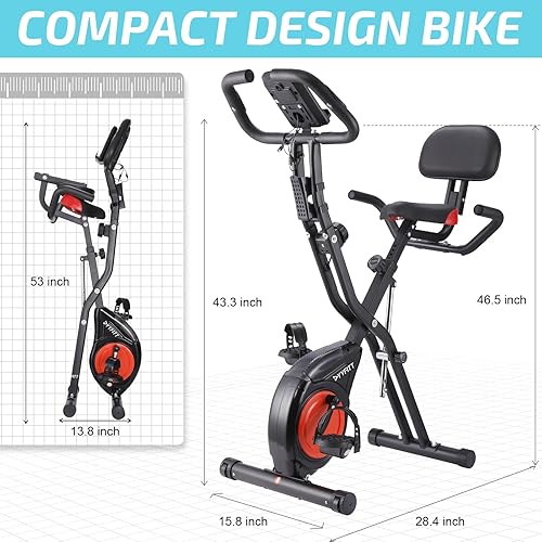 Miniatura 5 de YYFITT Bicicletas de ejercicio 3 en 1 para el hogar  Bicicleta estacionaria plegable con bandas de entrenamiento de brazo  16 niveles de resistencia