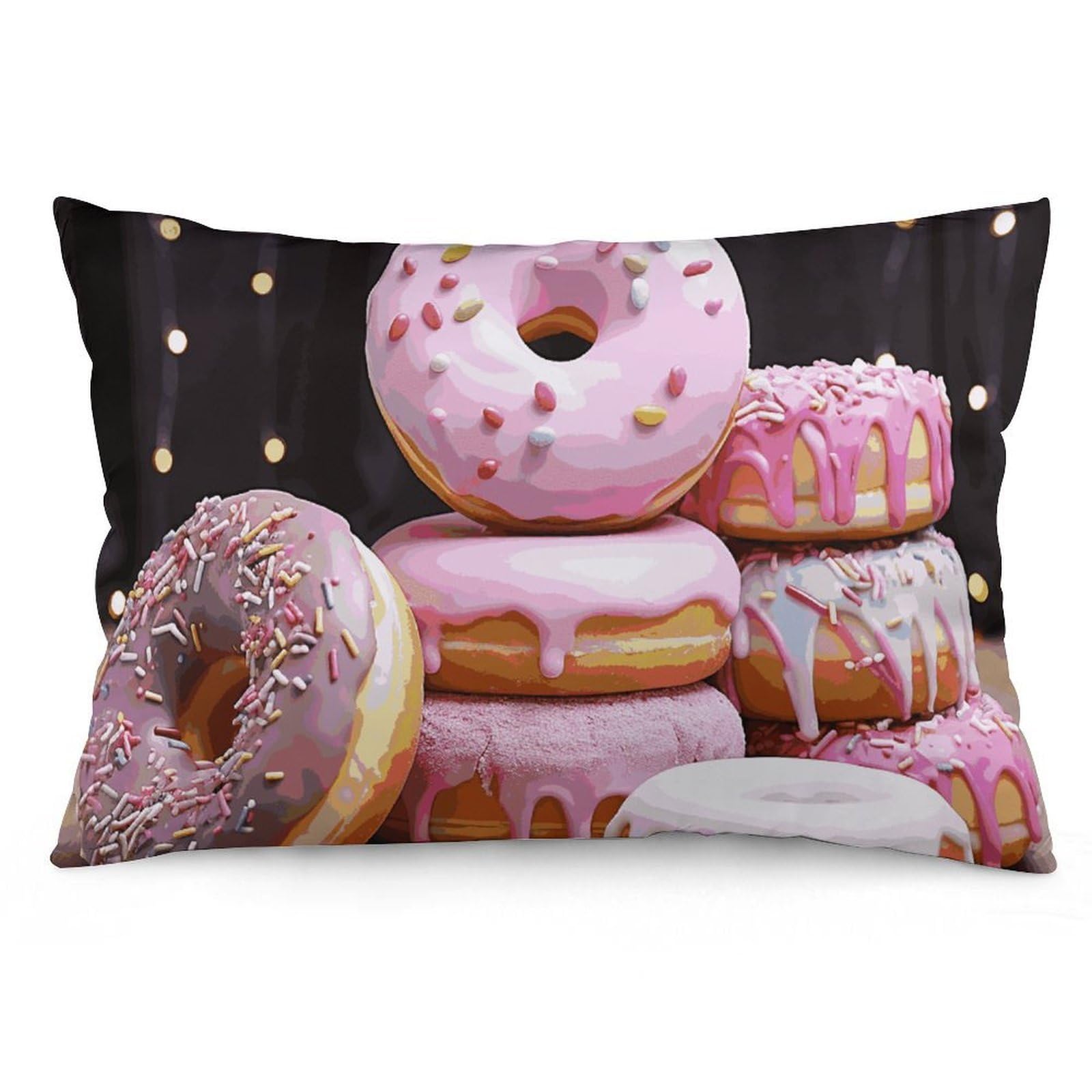 Velvet Pillowcases Standard Size 12 "x20, Ultra Soft Breathable Pillow Cases for Bed, Luxury Cozy Fuzzy Pillow Shams, Lumbar Pillow Cover, Donuts Cake Cushion Case Home Decor