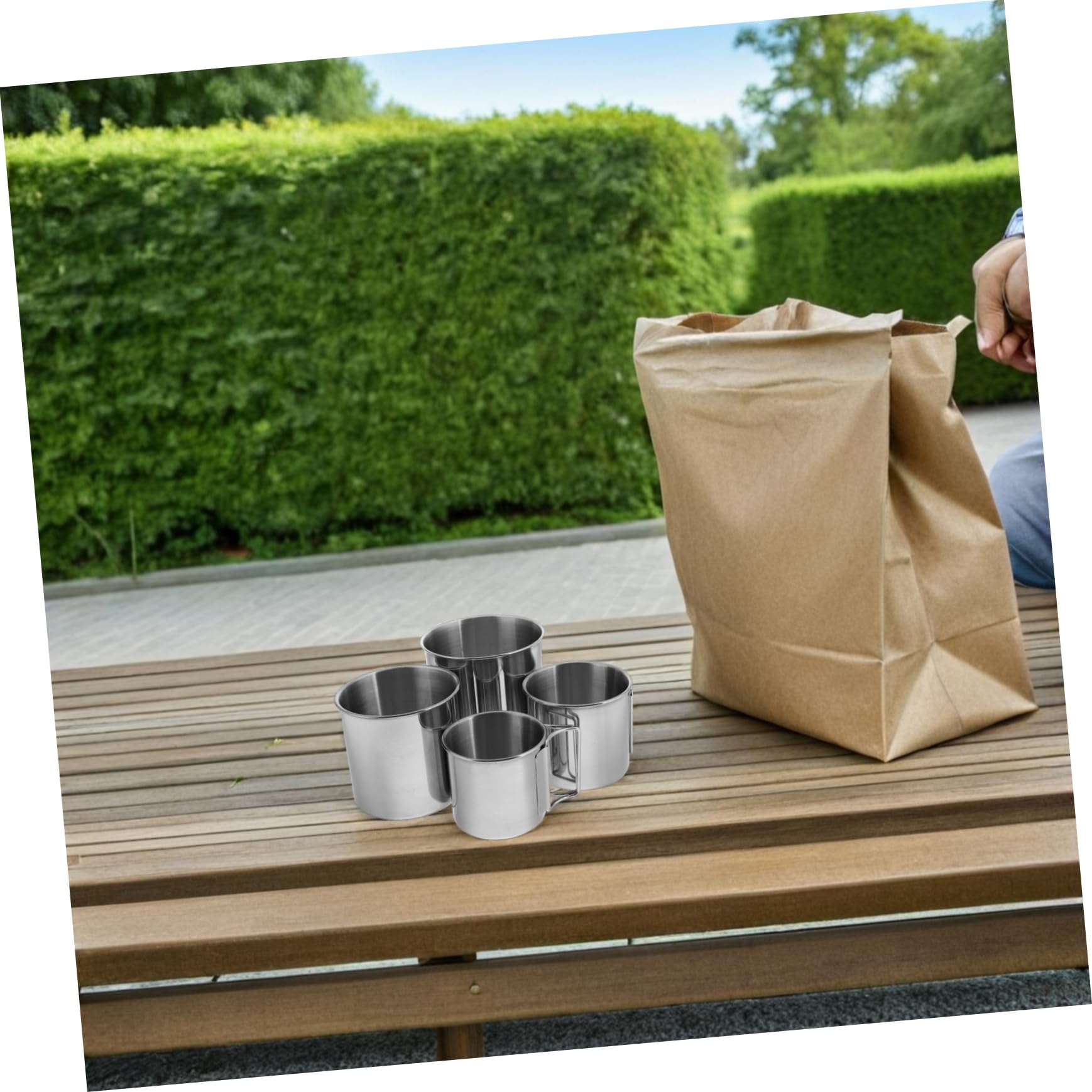 ifundom 4 Stück Teiliges Set Klappbare Campingbecher mit Griff Robuster Outdoor Trinkbecher für Wandern Picknick Grillen Vielseitiger Faltbarer Wasser und Bierbecher