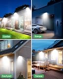 LOTMOS Lot de 2 Lampe Solaire Exterieur Detecteur de Mouvement avec Télécommande, 342 LED Lumiere Solaire IP65 Étanche Spot Solaire, 3 Modes Eclairaget Solaire pour Jardin Garage Cour, Blanc Froid - 8